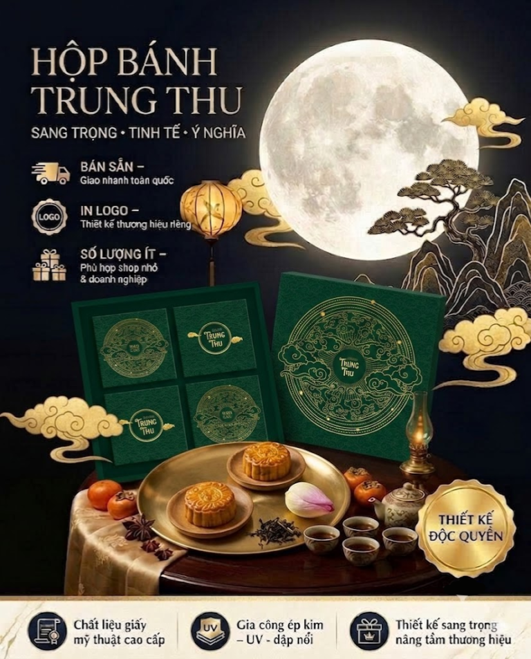 Hộp Bánh Trung Thu Tone Xanh – Xu Hướng Bao Bì Cao Cấp Thể Hiện Đẳng Cấp Thương Hiệu