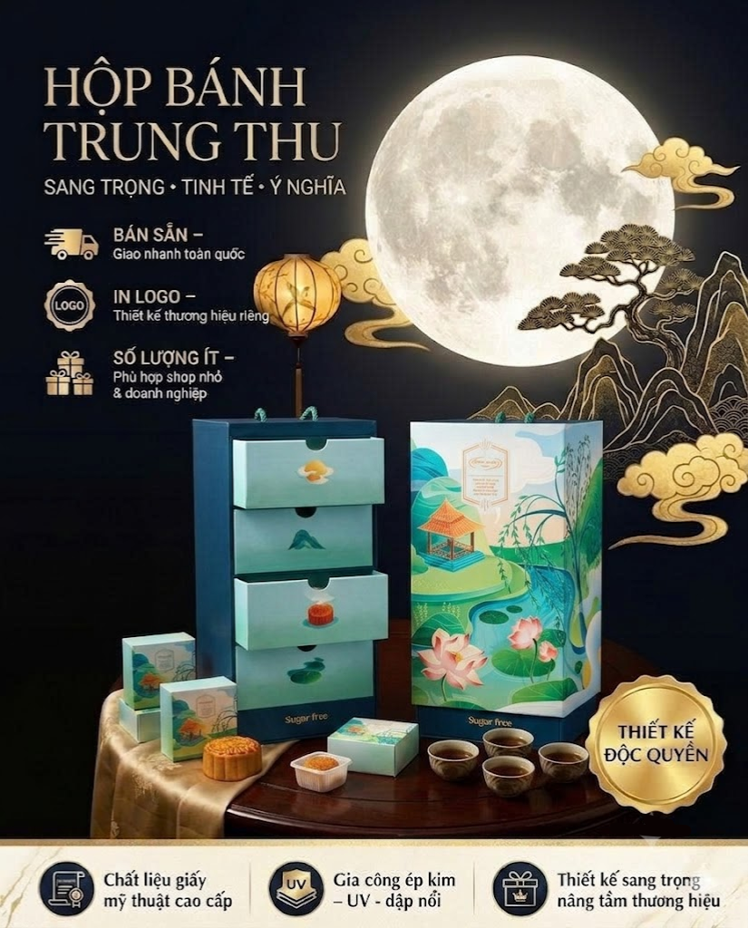 Hộp Bánh Trung Thu 4 Tầng – Thiết Kế Độc Đáo Nâng Tầm Giá Trị Quà Tặng Trung Thu