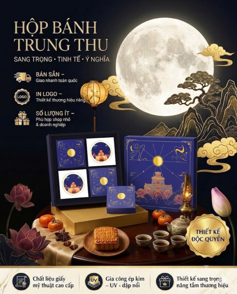 Hộp Bánh Trung Thu Tone Xanh Dương